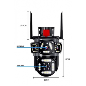 Çift Panaromik Lensli PTZ 6MP Kamera Hareket Takipli Gece Görüşlü Alarmlı Bildirimli Su Geçirmez Onvif WiFi Güvenlik Kamerası