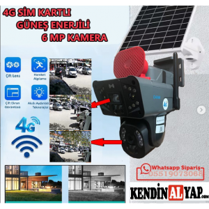 Sim Kartlı 4G Solar PTZ Dual Lens Panaromik Sirenli Alarmlı Kablosuz Güvenlik Kamerası